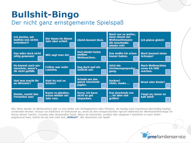 pme Bullshit-Bingo Weihnachten