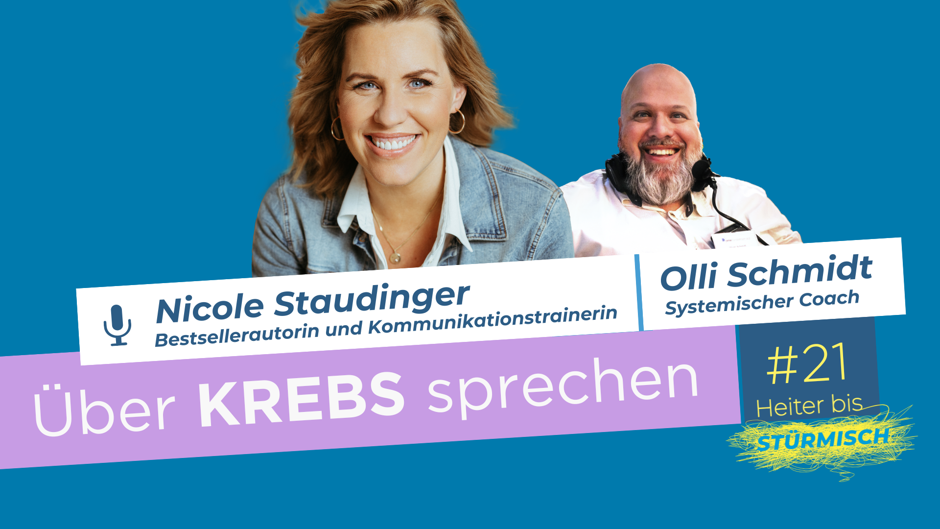 zu sehen sind Autorin Nicole Staudinger und Podcast-Host Oliver Schmidt